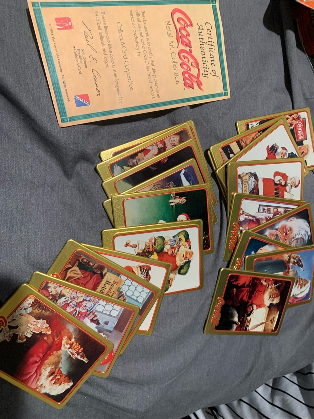Coca Cola Gold-Edged Playing Cards with Red, Green, White Artwork